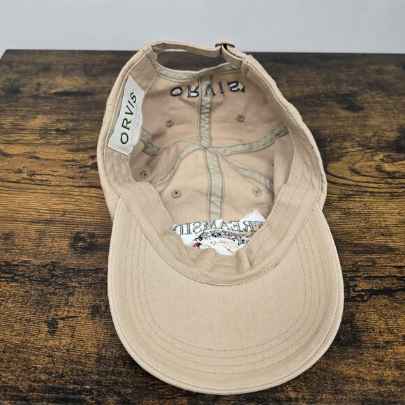Orvis Rainbow Trout Hat OSFM Adjustable Strap Khaki Streamside Outfitters Fish - Picture 6 of 9